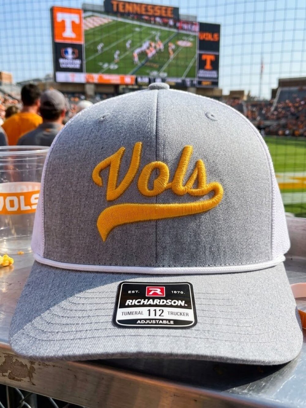 Retro Tennessee Vols Hat Orange Script Rope Grey White Richardson 112 Football